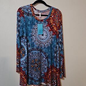 Popyoung  Print Long Sleeve Top NEW 2XL